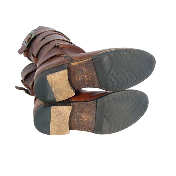 FRYE Veronica RARE Floral Hand-Tooled Embossed Leather Strappy Boots Women's 8 - Picture 6 of 13